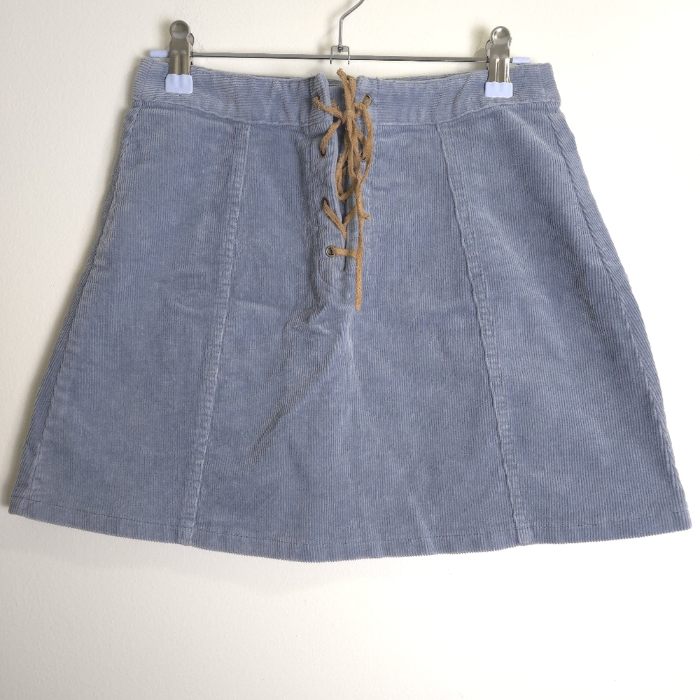 FOREVER 21 Blue Grey Corduroy A-line Mini Skirt S